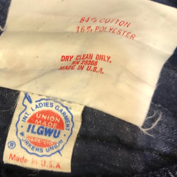 Vintage 80s Navy Blue Corduroy Jumper Dress Misty Lane ILGWU Large 11/12 cute B2 - Picture 8 of 12